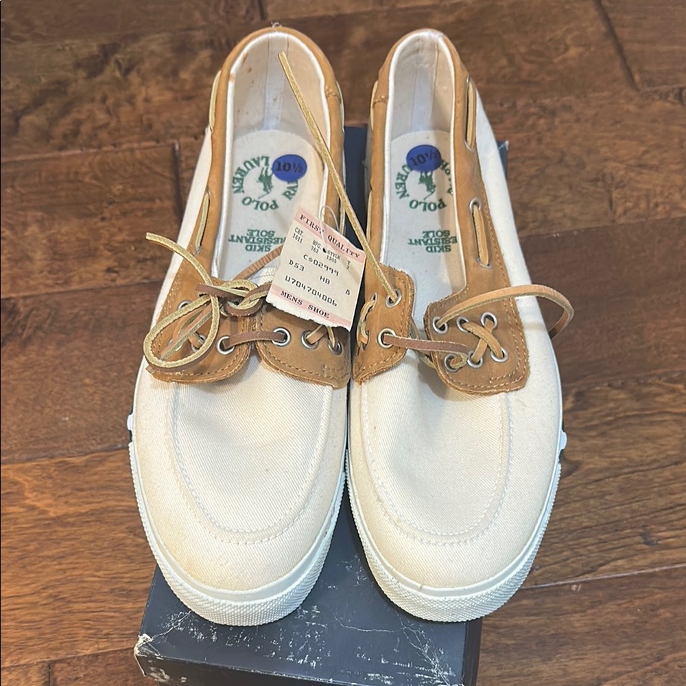 Polo by Ralph Lauren Tan and Cream Canvas Sneakers